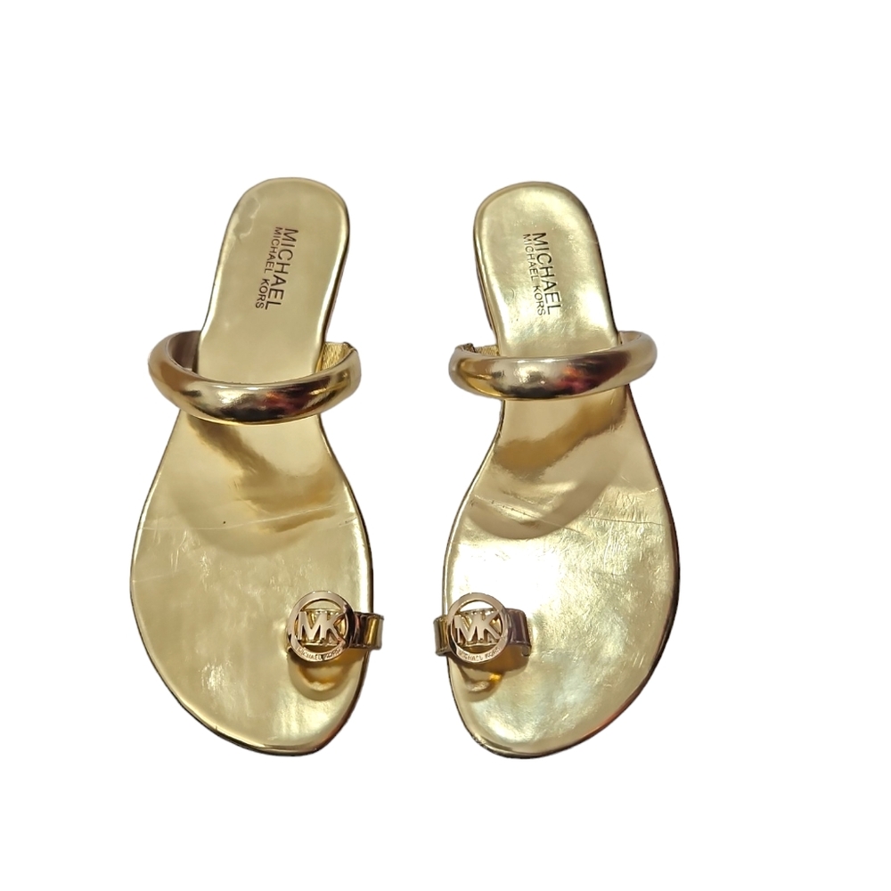 Michael Kors Gold Logo Leather Sandals